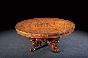 Art. 856 table, Table classique avec de prcieuses gravures artisanales et incrustations