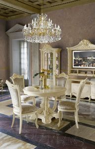 Madame Royale table ronde, Table de style classique avec plateau extensible