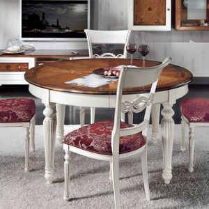 Style NOVITA-H593, Table ronde marquete, style classique