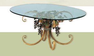 T.5190/4/T, Table ovale avec plateau en verre, dcoration d'automne