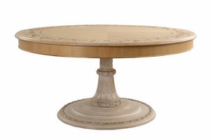 Table 2175, Table  manger ronde raffine avec incrustation florale