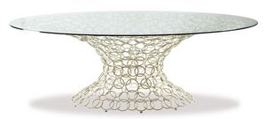Mondrian, Table avec base en mtal, plateau en verre