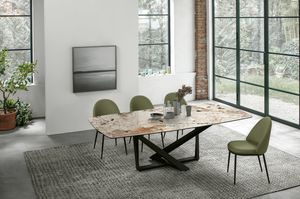 PRIAMO 200 TP170, Table moderne avec dessus en verre ou en porcelaine