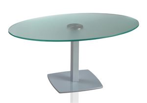 TOTEM 423 C, Table ovale avec base en mtal et verre