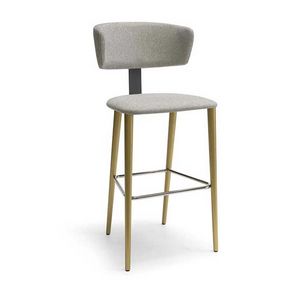 Line 3 legno tabouret, Tabouret en bois avec dossier rembourr confortable