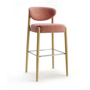 Nirvana 1 tabouret, Tabouret en bois avec dossier et assise rembourre