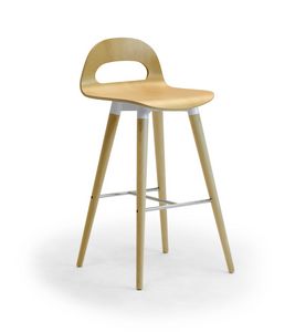 Samba Wood stool 4G, Tabouret avec des jambes en bois et coquille