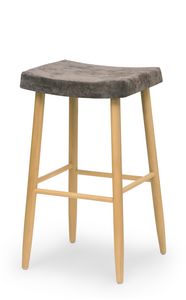 Web stool high, Bartool en bois sans dossier