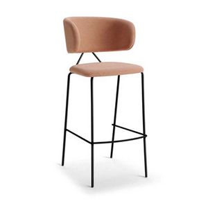 Ela Simple tabouret, Tabouret en mtal, avec dossier rembourr enveloppant