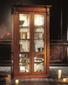 3506, 2 portes en verre Vitrines, plaqu en noyer et frne, pour les cantines en style classique