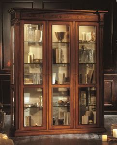 3508, 3 portes Vitrine, plaqu en noyer et frne, pour salles de style classique