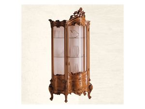 Display Cabinet art. 05, Showcase en bois massif avec verre incurv, baroque