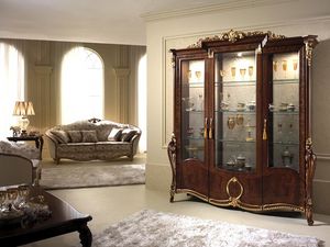 Donatello vitrine avec 3 portes, Afficher armoire avec dcor lgant, avec un got italien classique, pour les cantines