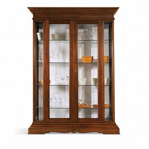 Positano POSIPS-01-AV, Armoire argente avec 2 portes latrales vitres