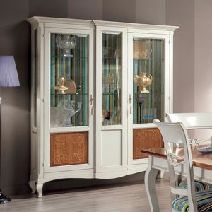 Style NOVITA-H607, Vitrine 2 portes avec incrustation florale